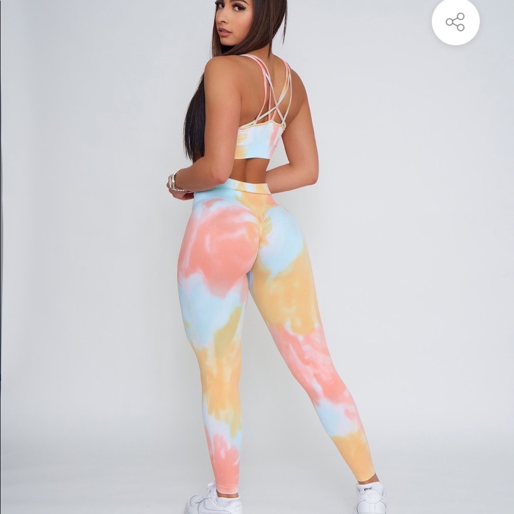 Pchee Bum scrunch butt tie dye legging set bra